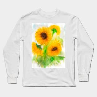 Floral bouquet Sunflowers watercolor Long Sleeve T-Shirt